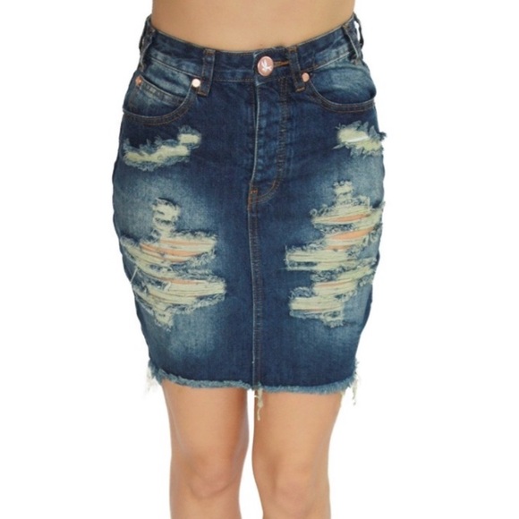 ONE Teaspoon 2020 High Waist Denim Skirt Tiger - Picture 8 of 11